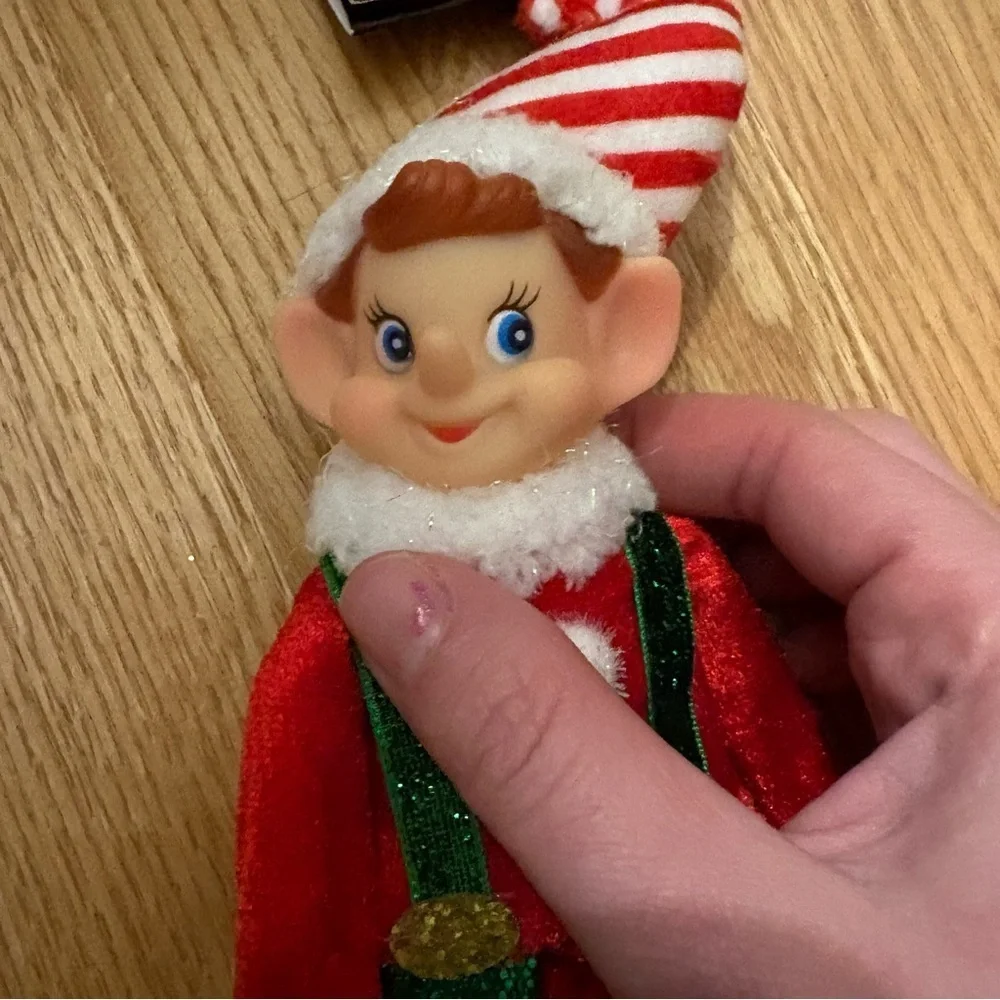 Hobby Lobby Red and Green Elf Ornament Large Pixie Shelf Bendable Fairy NEW